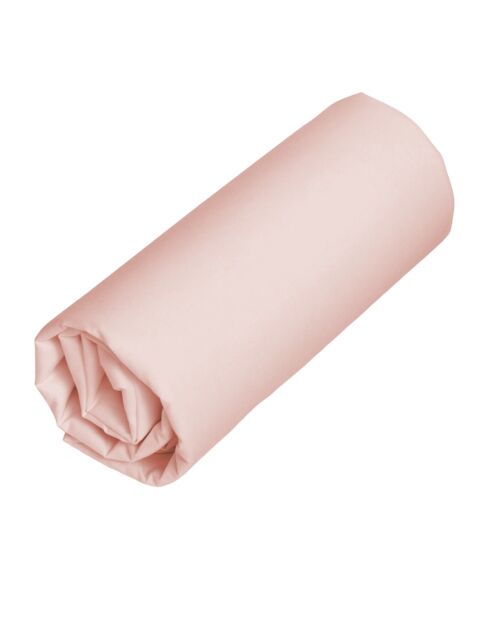 Drap housse en percale de coton uni rose pâle