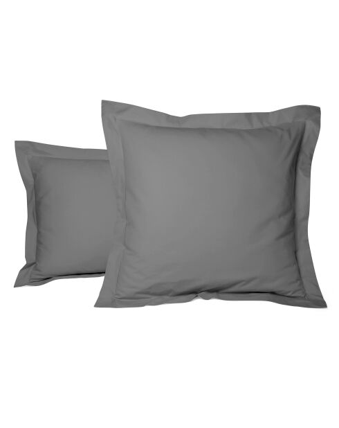 Taie d'oreiller carrée en percale de coton uni grise - 65x65cm