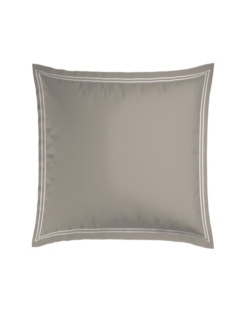 Set de 2 taies d'oreiller en satin de coton Nice blanc/taupe - 2x(63x63 cm)