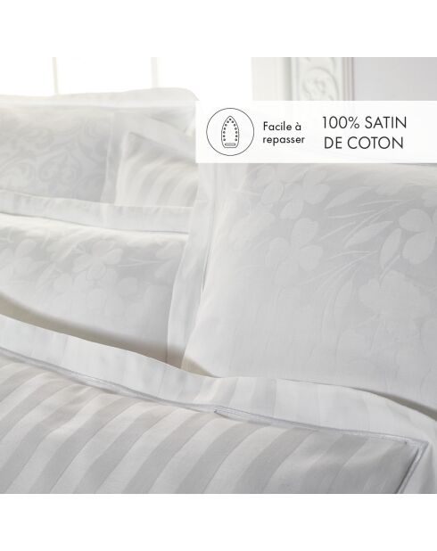 Set de 2 taies d'oreiller en satin de coton Jacquard blanc - 63x63 cm