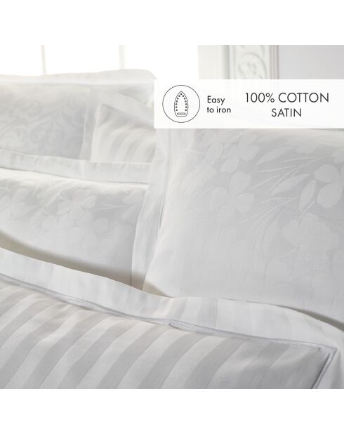 Set de 2 taies d'oreiller en satin de coton Jacquard blanc - 63x63 cm