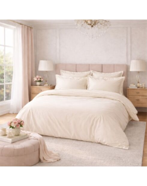 Taie d'oreiller rectangle en percale de coton uni naturelle - 50x70cm