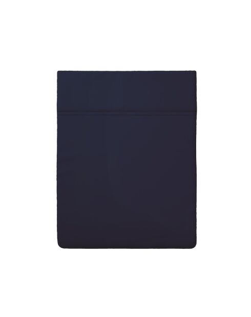 Drap plat en satin de coton Jardin d'Eden bleu foncé
