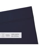 Drap plat en satin de coton Jardin d'Eden bleu foncé