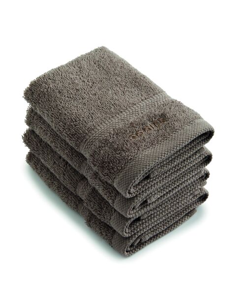 Set de 4 serviettes d'invitées marron - 30 cm