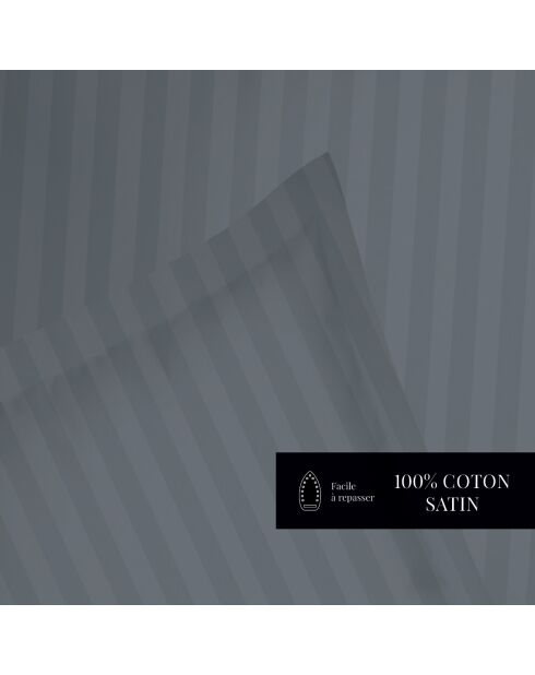 Ensemble de draps Maxi taie carrée satin de coton rayure tissé dobby Jacquard gris 02