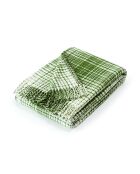 Plaid geweven in zacht katoen met tartan reliëf groen/wit - 130x170 cm