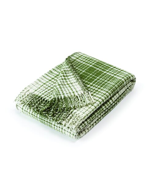 Tejido a cuadros en suave algodón con estampado de tartán verde/blanco - 130x170 cm