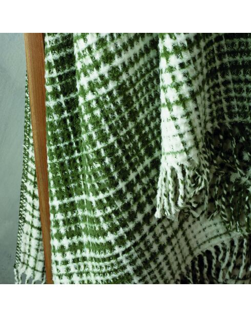 Tejido a cuadros en suave algodón con estampado de tartán verde/blanco - 130x170 cm