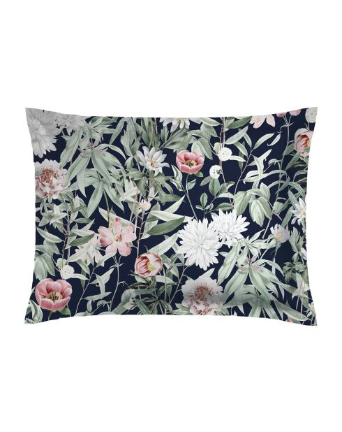 Set aus 2 Kissenbezügen aus Baumwollsatin Nuit Floral dunkelblau - 2x (50x70 cm)