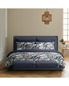 Set aus 2 Kissenbezügen aus Baumwollsatin Nuit Floral dunkelblau - 2x (50x70 cm)
