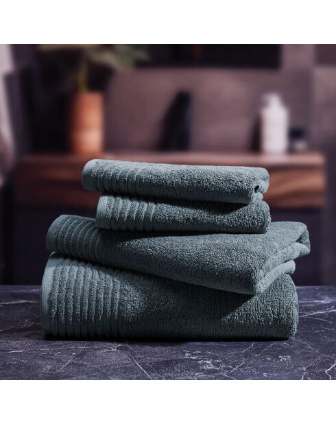 Lot de 2 serviettes coton peigné LT Ecume bleu de prusse - 2x(50x100 cm)