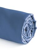 Drap-housse en satin de coton Uni bleu