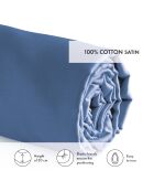 Drap-housse en satin de coton Uni bleu