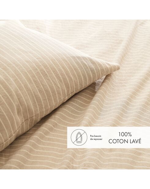 Set de 2 taies d'oreiller coton tissé teint Colombine taupe - 2x(50x70 cm)