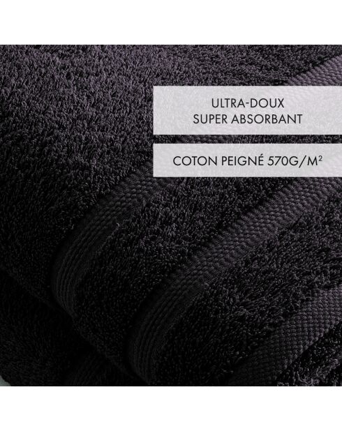 Set de 2 draps de bain gris foncé - 70x140 cm
