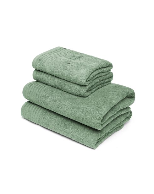 Asciugamano + telo da bagno in cotone pettinato LT Ecume verde salvia - 2x (50x100 cm) + 2x (70x140 cm)