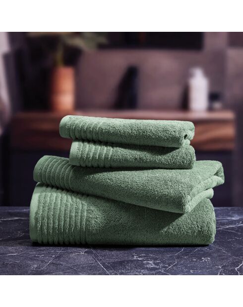 Asciugamano + telo da bagno in cotone pettinato LT Ecume verde salvia - 2x (50x100 cm) + 2x (70x140 cm)