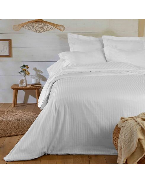 Taie d'oreiller rectangle en satin de coton blanche - 50x70cm