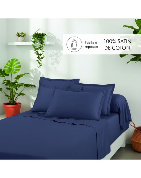 Set aus 2 Kissenbezügen aus Baumwollsatin Uni 1 Baratta blau 06 - 2x (63x63 cm)