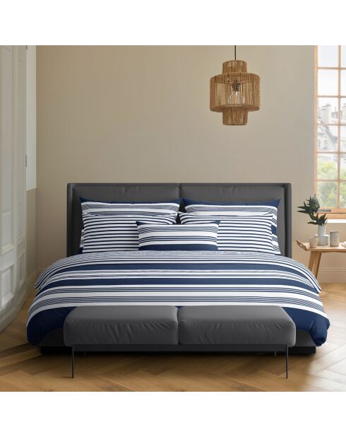 Set de 2 taies d'oreiller en satin de coton Léna bleu - 63x63 cm
