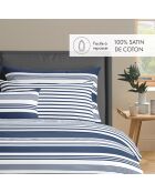 Set de 2 taies d'oreiller en satin de coton Léna bleu - 63x63 cm