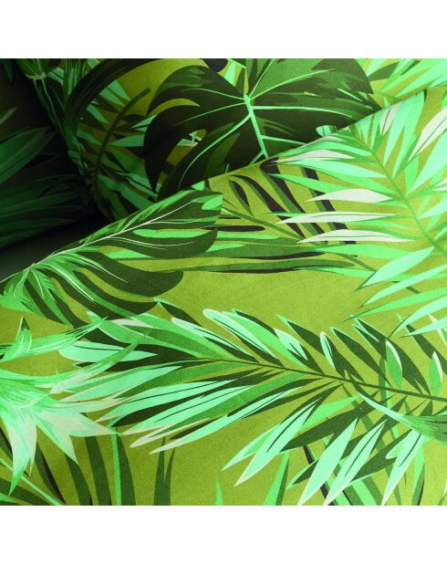 Set van 2 lichtgroene kussenslopen van Tropical katoensatijn - 50x70 cm