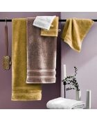 Juego de 2 toallas y 2 toallas de baño de color amarillo mostaza: 2 toallas (50 x 100 cm) y 2 toallas (70 x 140 cm)