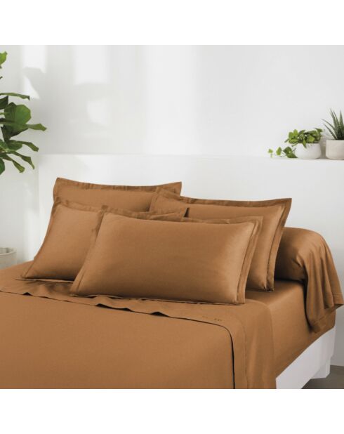 Set de 2 taies d'oreiller en satin de coton Uni 1 baratta marron 01 - 2x(63x63 cm)