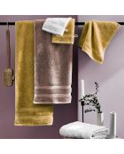 Juego de 2 toallas de baño de color amarillo mostaza, 70 x 140 cm