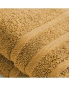 Juego de 2 toallas de baño de color amarillo mostaza, 70 x 140 cm