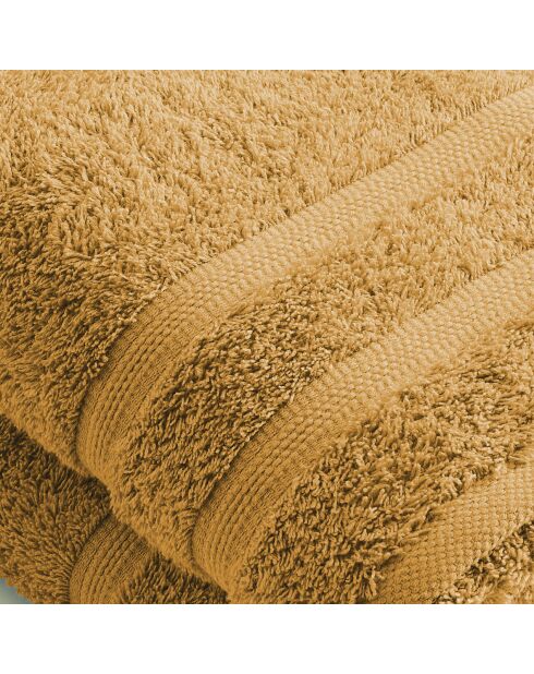 Juego de 2 toallas de baño de color amarillo mostaza, 70 x 140 cm