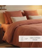 Taie d'oreiller gaze de coton Uni terracotta 02 - 2x(63x63 cm)
