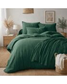 Taie d'oreiller rectangle en gaze de coton verte sapin - 50x70cm