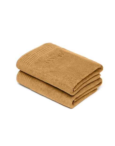 Set aus 2 Badetüchern aus gekämmter Baumwolle LT Ecume senfgelb - 2x (70x140 cm)