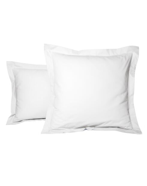 Taie d'oreiller rectangle en percale de coton uni blanche - 50x70cm