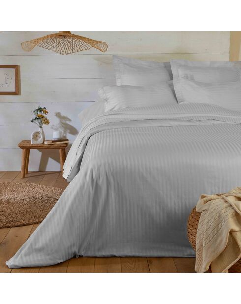 Drap housse en satin de coton perle