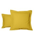 Taie d'oreiller rectangle en percale de coton uni ocre - 50x70cm