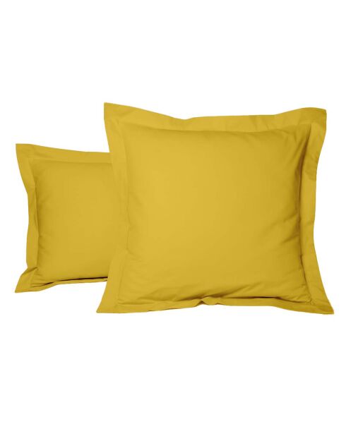 Taie d'oreiller rectangle en percale de coton uni ocre - 50x70cm