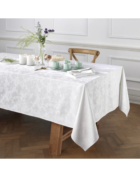 Mantel tejido blanco en jacquard Petit Chênes
