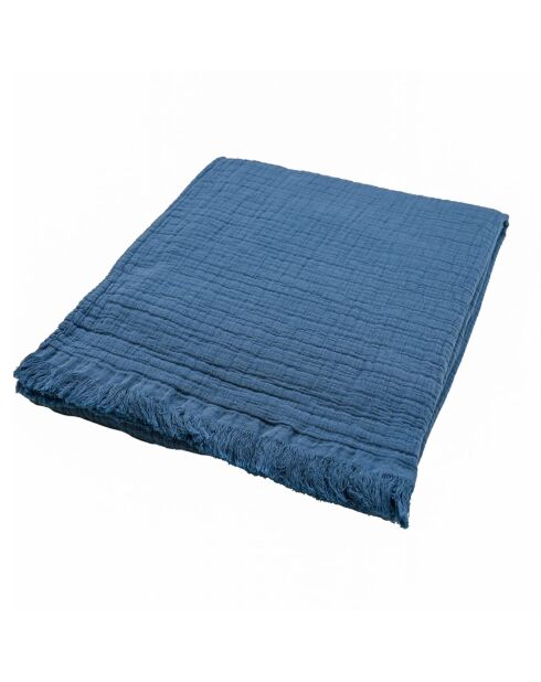 Plaid en gaze de coton bleue - 130x170cm
