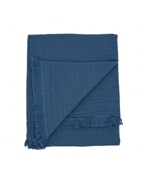 Plaid en gaze de coton bleue - 130x170cm