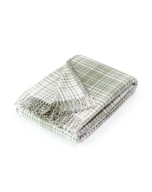 Plaid aus weicher Baumwolle mit Tartan-Prägung in Taupe - 130x170 cm