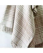 Plaid aus weicher Baumwolle mit Tartan-Prägung in Taupe - 130x170 cm