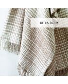 Plaid aus weicher Baumwolle mit Tartan-Prägung in Taupe - 130x170 cm