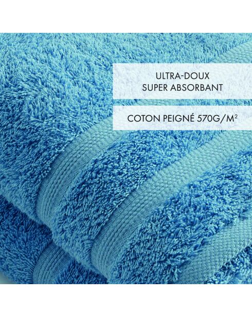 Set de 2 draps de bain bleu ciel - 70x140 cm