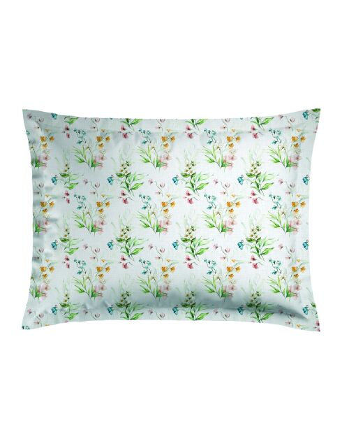 Set de 2 taies d'oreiller en satin de coton Jardin de Fleurs blanc - 50x70 cm