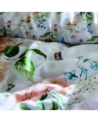 Set de 2 taies d'oreiller en satin de coton Jardin de Fleurs blanc - 50x70 cm
