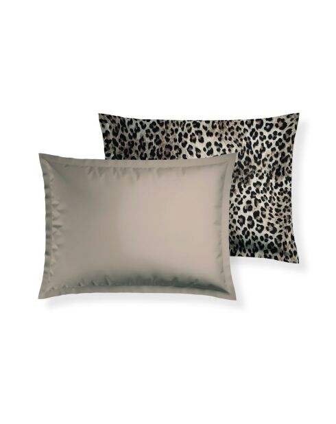 Funda de almohada de satén de algodón Fauve marrón claro - 30x50 cm