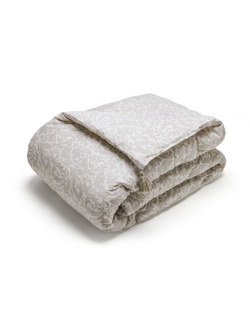 Steppdecke mit Quasten Damask Floralia taupe - 140x200 cm